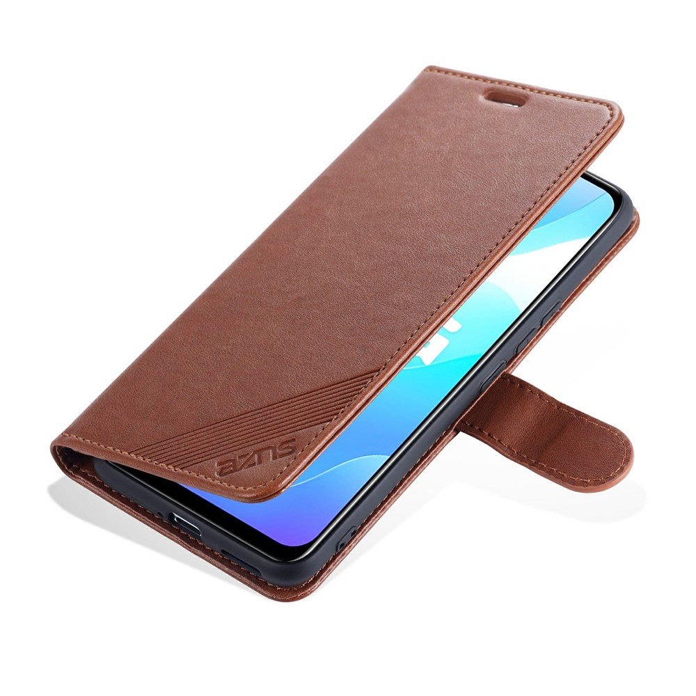 AZNS Wallet Stand Design TPU + PU Leather Phone Protective Case for vivo Y73s / S7e 5G - Brown-4