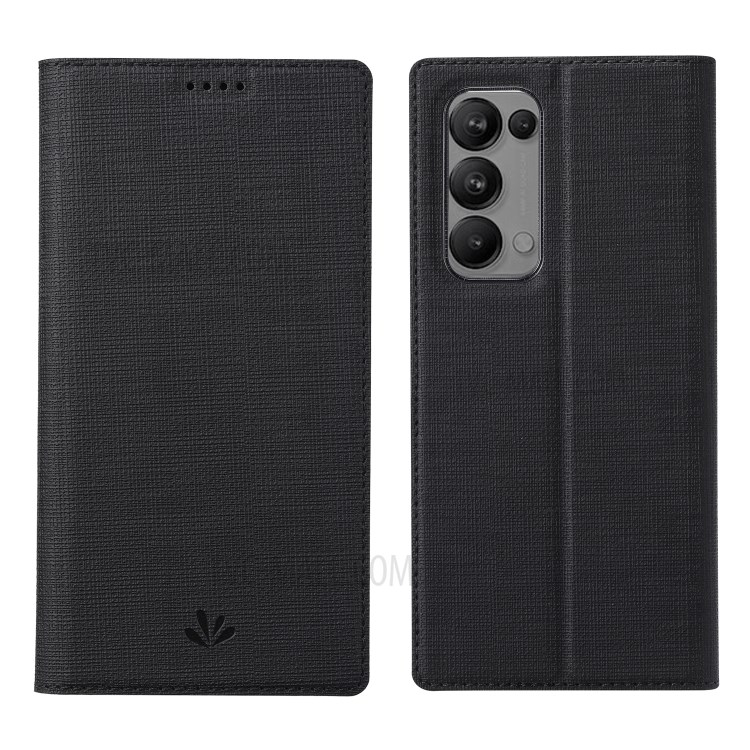 VILI DMX for Oppo Reno5 5G Cross Texture Leather Stand Case - Black-1