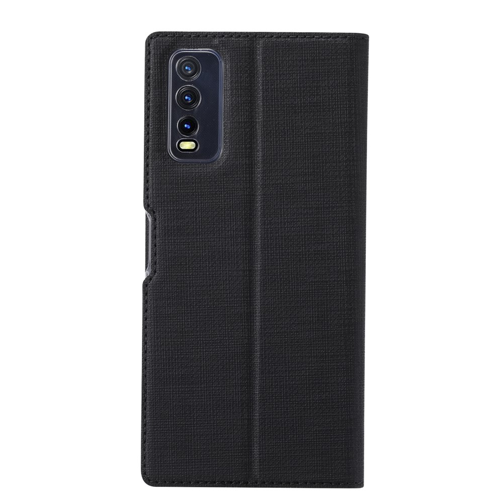 VILI DMX for vivo Y20s / vivo Y11s Cross Texture Leather Stand Case - Black-7