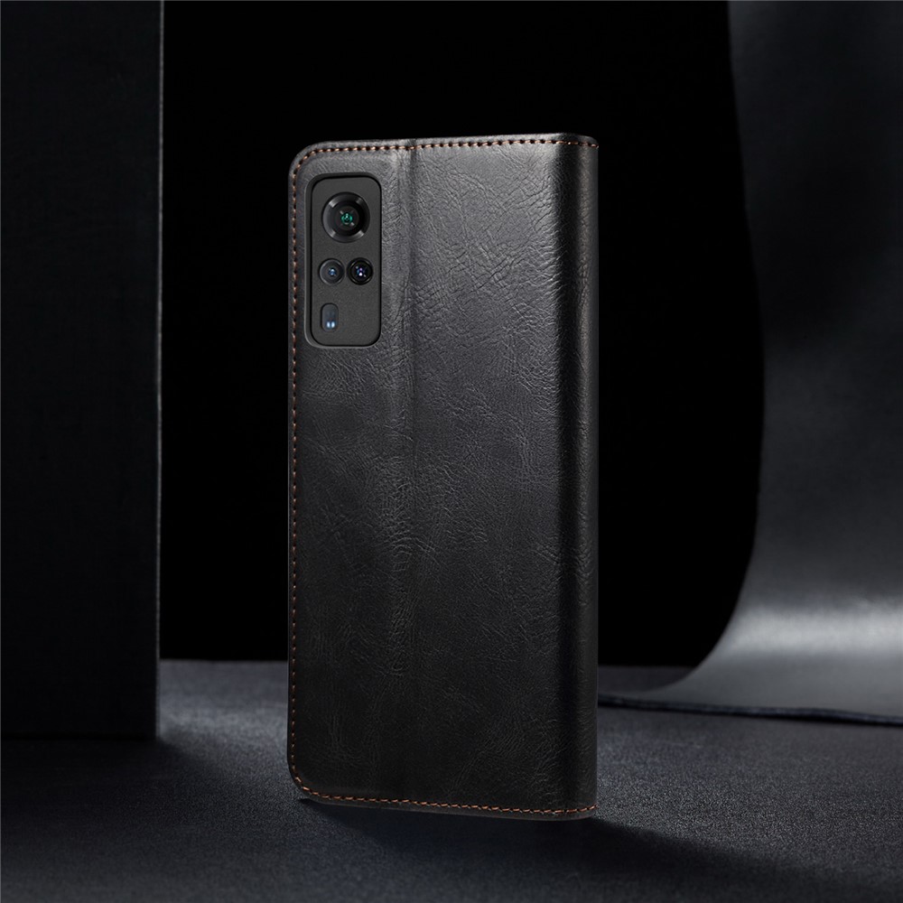 Oil Wax Surface PU Leather+TPU Wallet Stand Phone Cover for vivo Y51 (2020) / vivo Y31 (2021) - Black-2