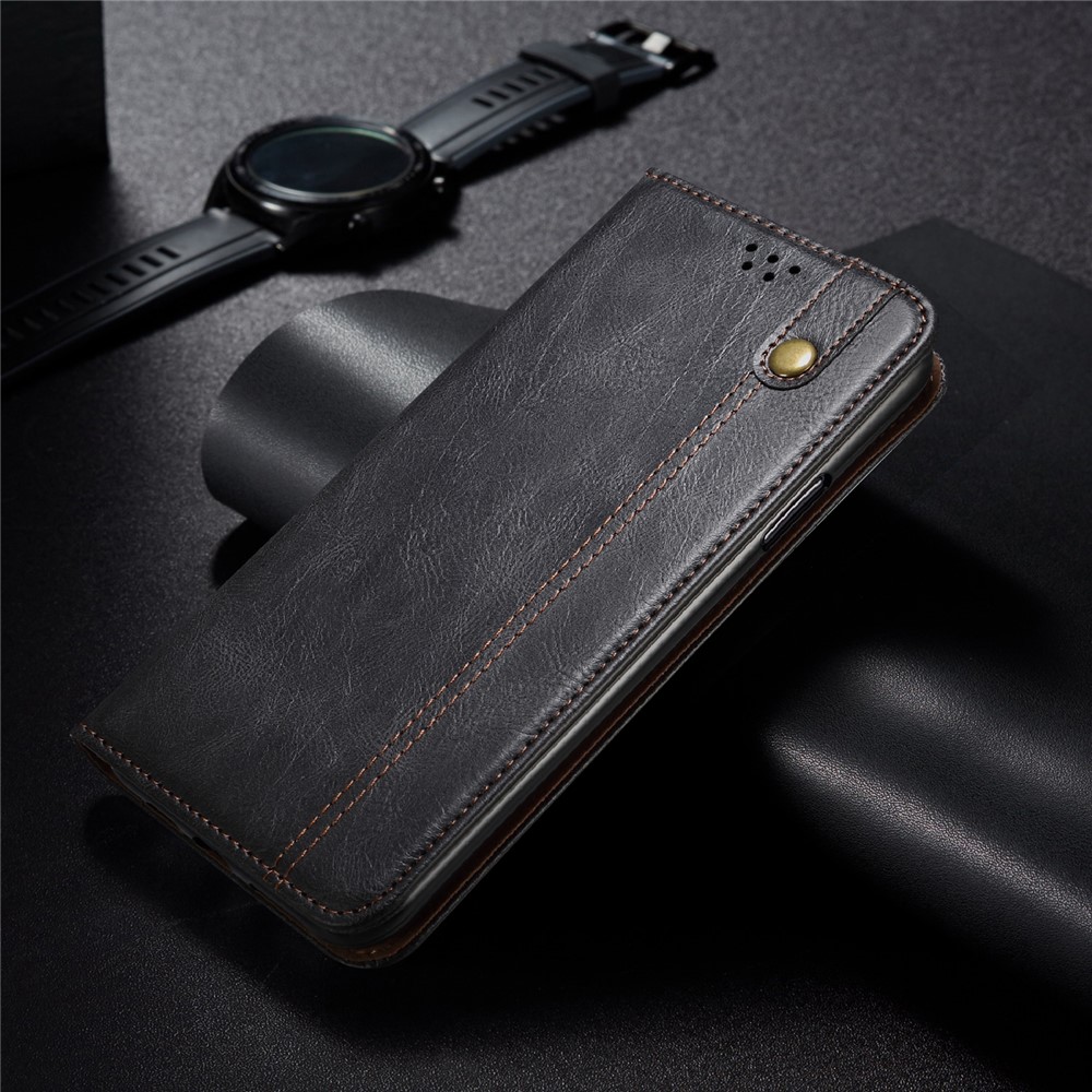 Oil Wax Surface PU Leather+TPU Wallet Stand Phone Cover for vivo Y51 (2020) / vivo Y31 (2021) - Black-3