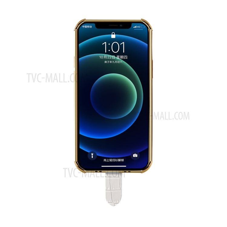 6D Electroplated Crocodile Texture PU Leather Coated TPU Phone Case with Kickstand for vivo S9e - White-2