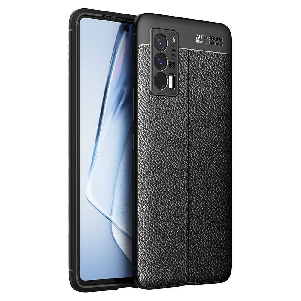 Litchi Texture Soft TPU Phone Case Protective Cover for vivo iQOO Neo5 - Black-1