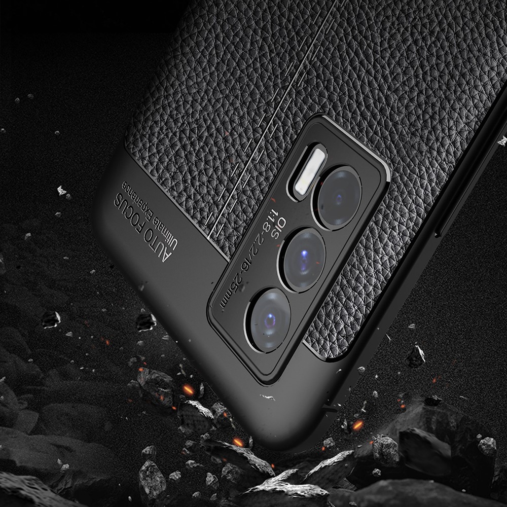 Litchi Texture Soft TPU Phone Case Protective Cover for vivo iQOO Neo5 - Black-5