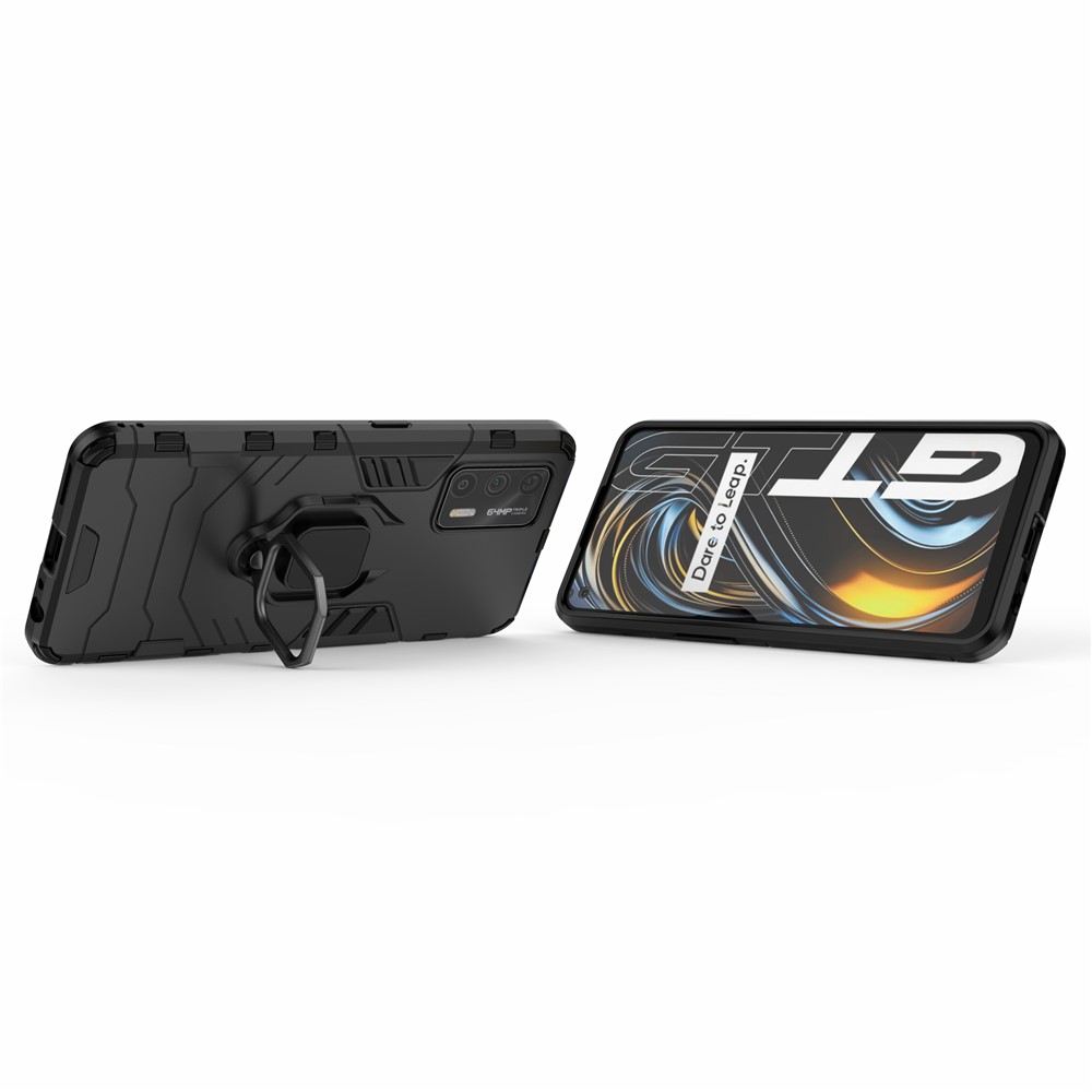 Cool Guard PC + TPU Combo Hybrid Phone Cover Case with Kickstand for Realme GT 5G - Black-6