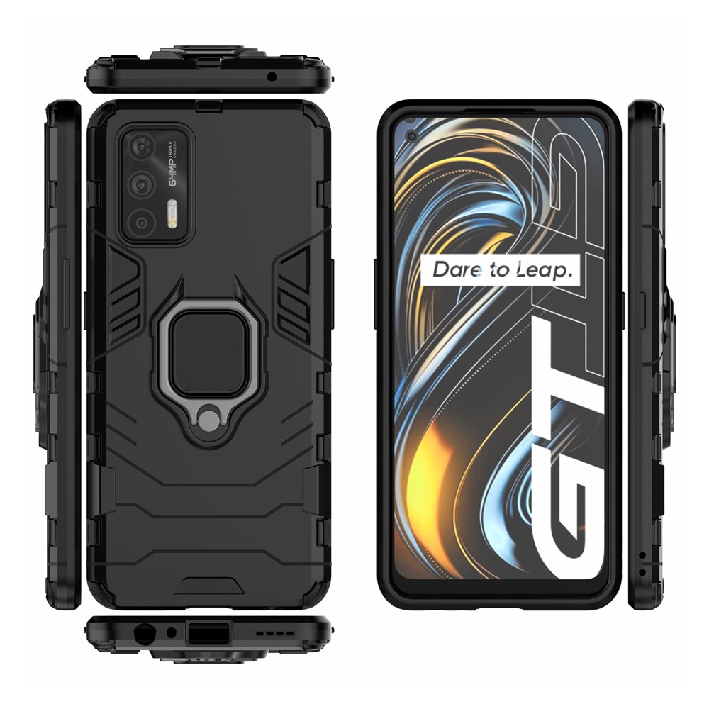 Cool Guard PC + TPU Combo Hybrid Phone Cover Case with Kickstand for Realme GT 5G - Black-7