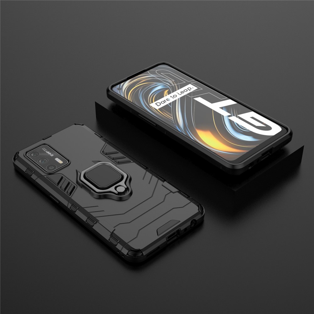 Cool Guard PC + TPU Combo Hybrid Phone Cover Case with Kickstand for Realme GT 5G - Black-9