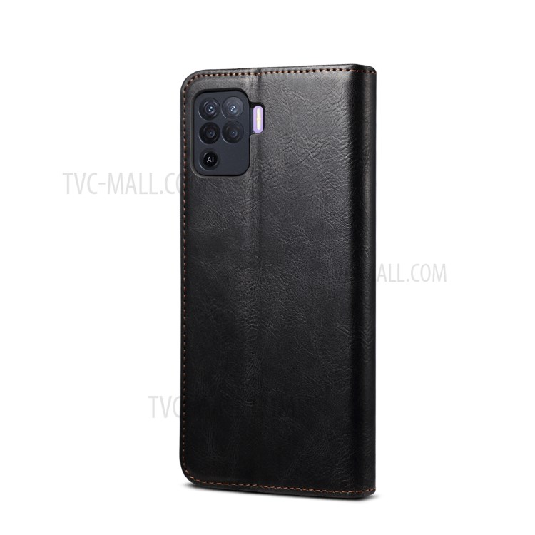 Oil Wax Surface PU Leather + Inner Soft TPU Phone Cover Case with Wallet Stand for Oppo A94/Reno5 Lite/Reno5 F - Black-3