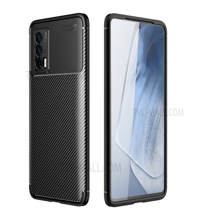 Shock-proof Ultra Slim Carbon Fiber Texture TPU Phone Cover Case for vivo iQOO Neo5 - Black-1