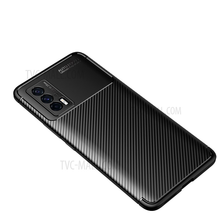Shock-proof Ultra Slim Carbon Fiber Texture TPU Phone Cover Case for vivo iQOO Neo5 - Black-2