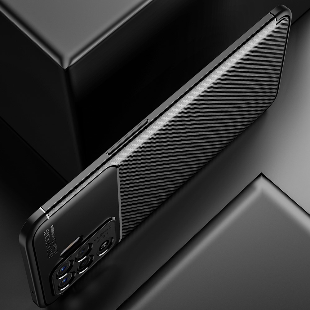Ultra Slim TPU Cover Shock-proof Carbon Fiber Phone Case for Oppo F19 Pro/A94 - Black-7