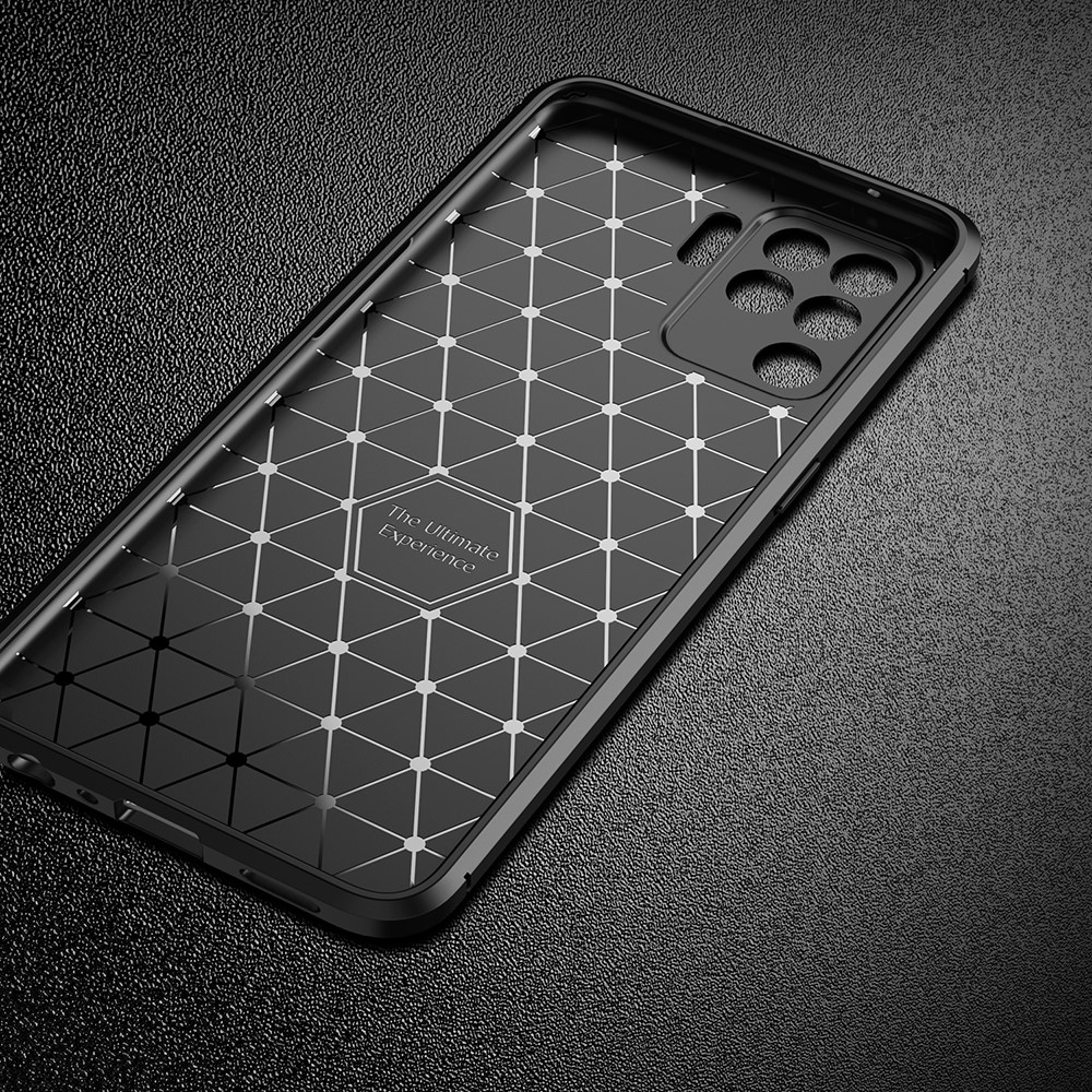 Ultra Slim TPU Cover Shock-proof Carbon Fiber Phone Case for Oppo F19 Pro/A94 - Black-8