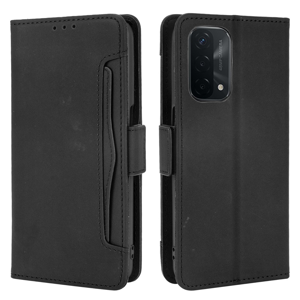 Leather Wallet Protective Case with Multiple Card Slots for Oppo A93 5G - Black-1