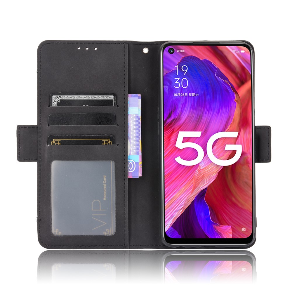Leather Wallet Protective Case with Multiple Card Slots for Oppo A93 5G - Black-7