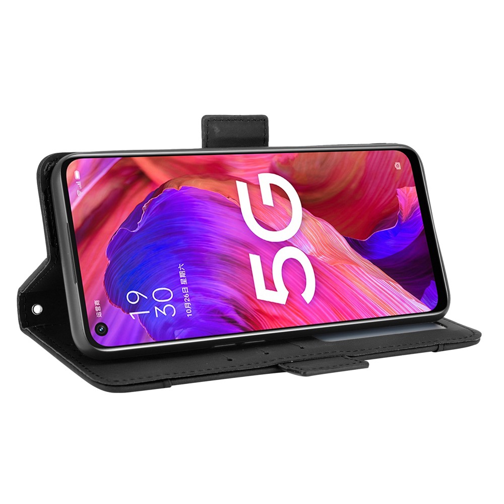 Leather Wallet Protective Case with Multiple Card Slots for Oppo A93 5G - Black-8