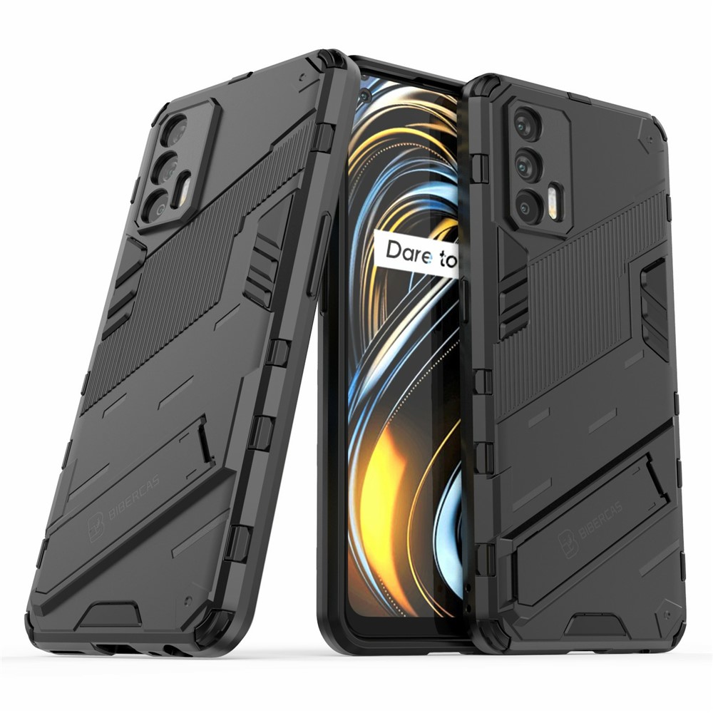 Shockproof PC + TPU Hybrid Phone Case Cover Kickstand for Oppo Realme GT 5G - Black-2