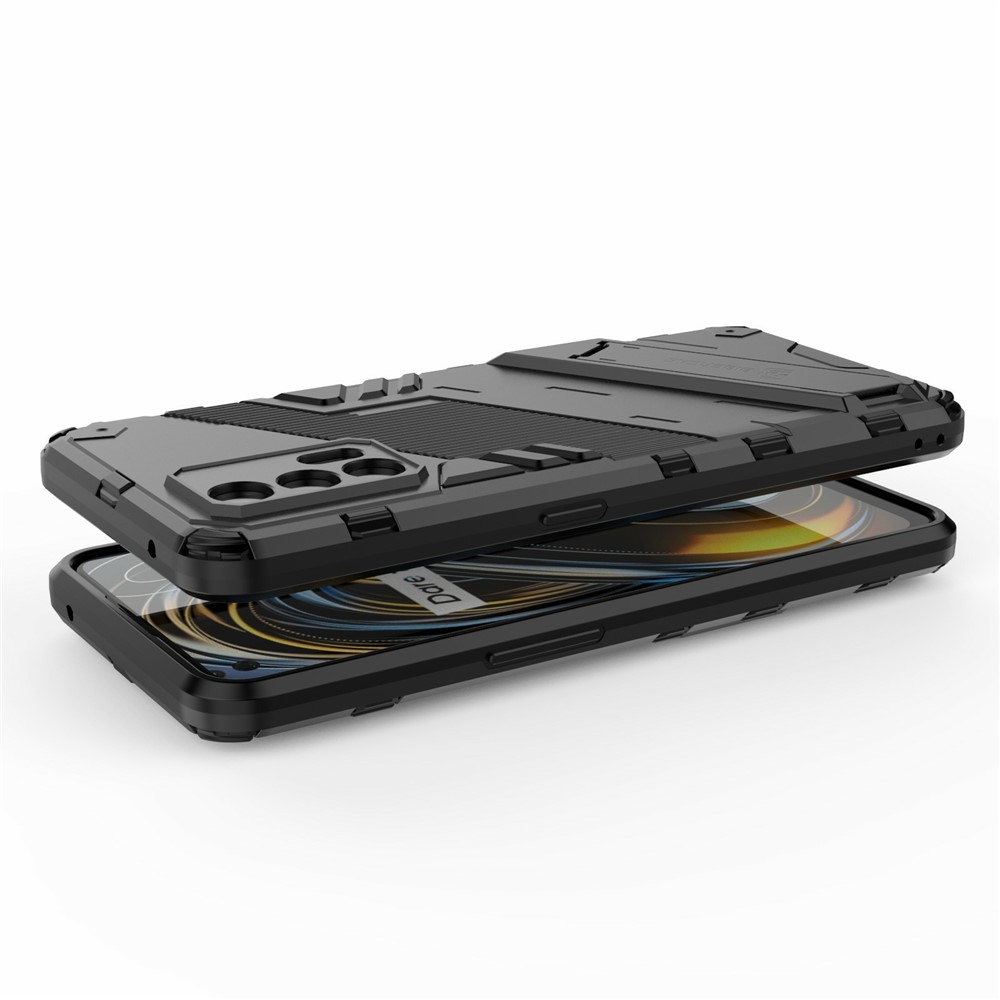 Shockproof PC + TPU Hybrid Phone Case Cover Kickstand for Oppo Realme GT 5G - Black-5
