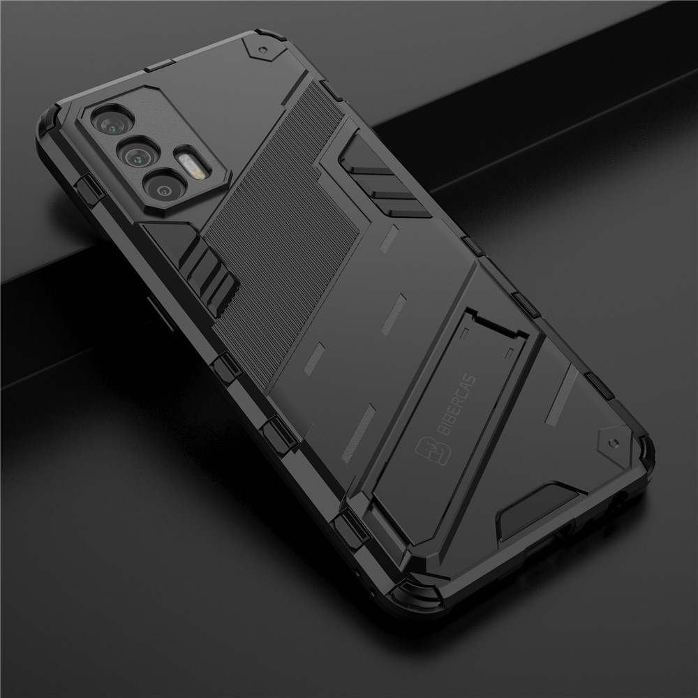 Shockproof PC + TPU Hybrid Phone Case Cover Kickstand for Oppo Realme GT 5G - Black-9