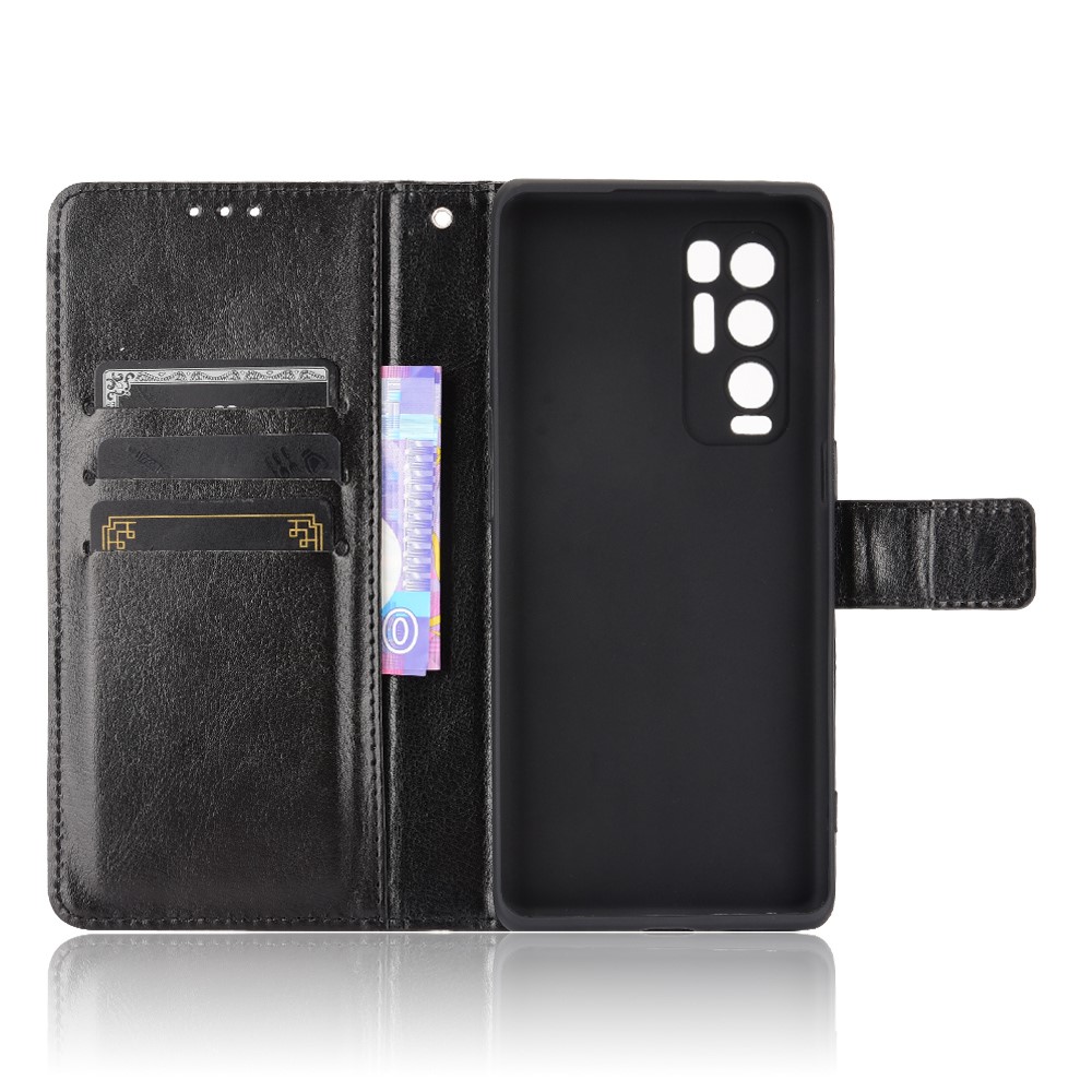 Crazy Horse Wallet Stand Leather Case with Strap for Oppo Reno5 Pro+ 5G / Find X3 Neo - Black-3