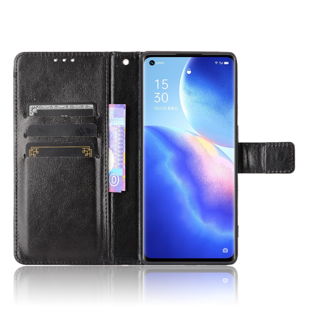 Crazy Horse Wallet Stand Leather Case with Strap for Oppo Reno5 Pro+ 5G / Find X3 Neo - Black-4