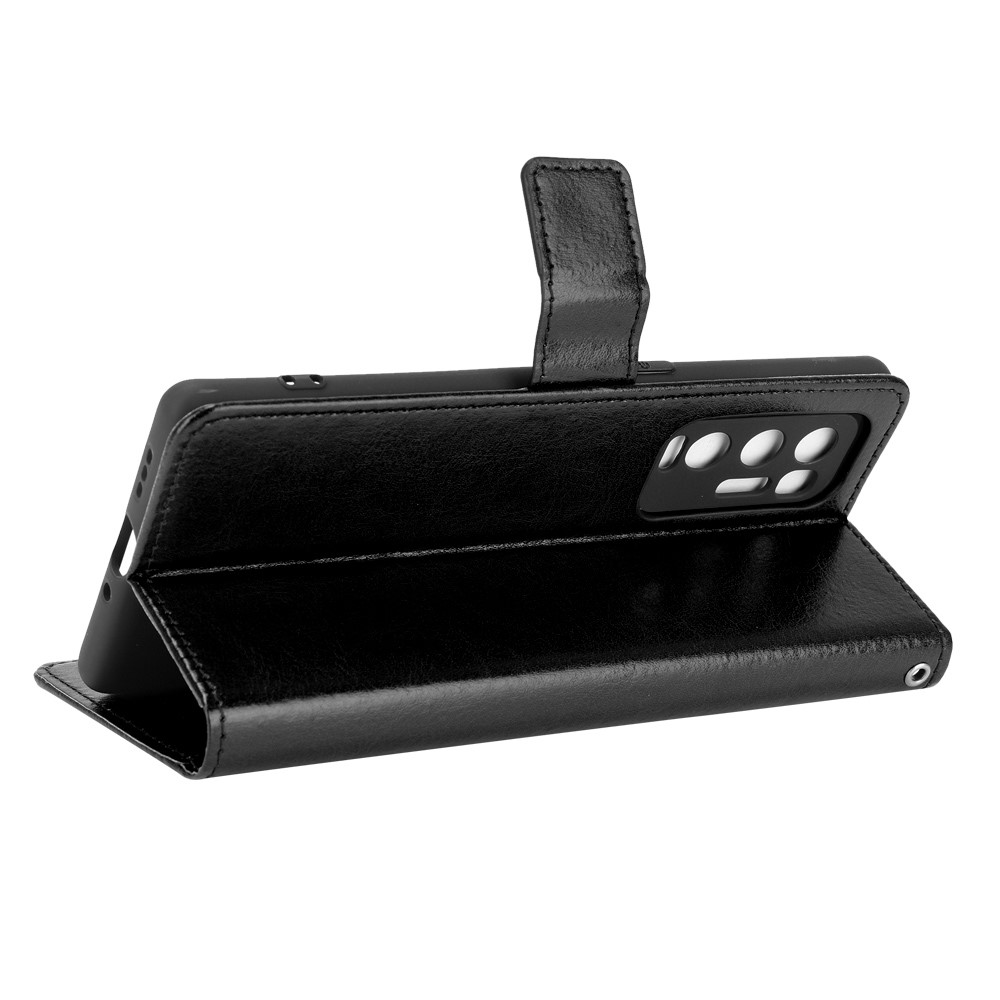 Crazy Horse Wallet Stand Leather Case with Strap for Oppo Reno5 Pro+ 5G / Find X3 Neo - Black-5