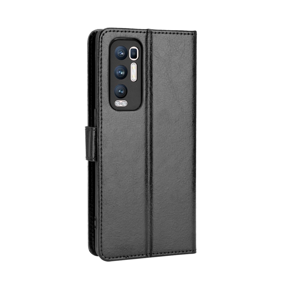Crazy Horse Wallet Stand Leather Case with Strap for Oppo Reno5 Pro+ 5G / Find X3 Neo - Black-6