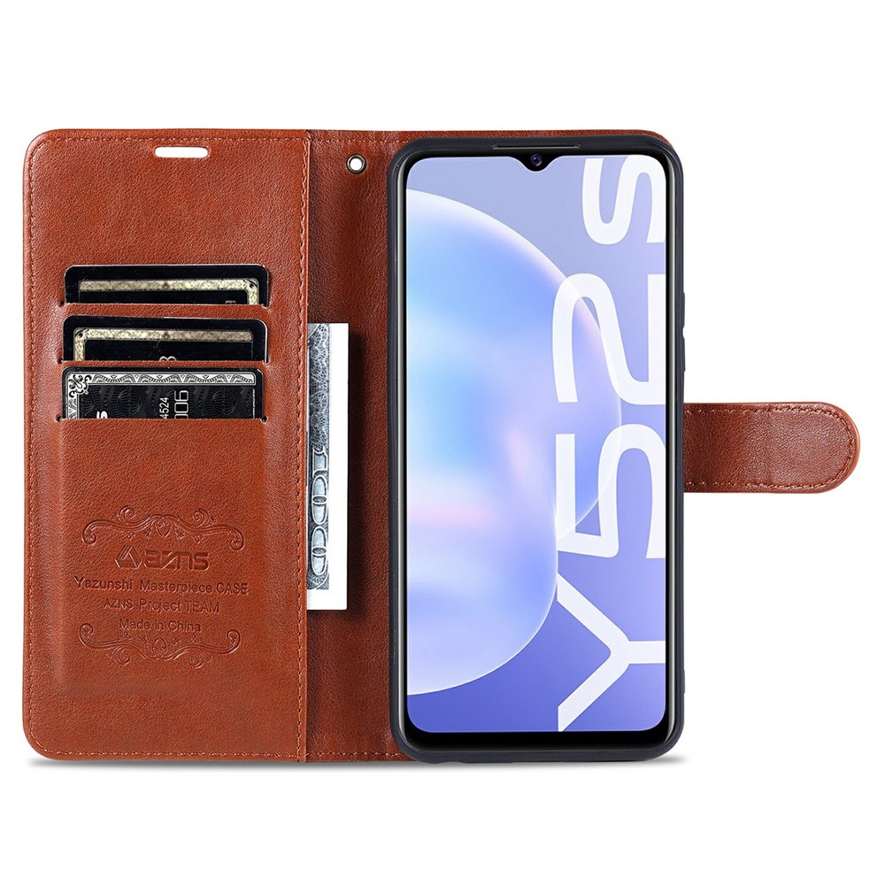 AZNS Wallet Leather Phone Case for vivo Y52s - Brown-8