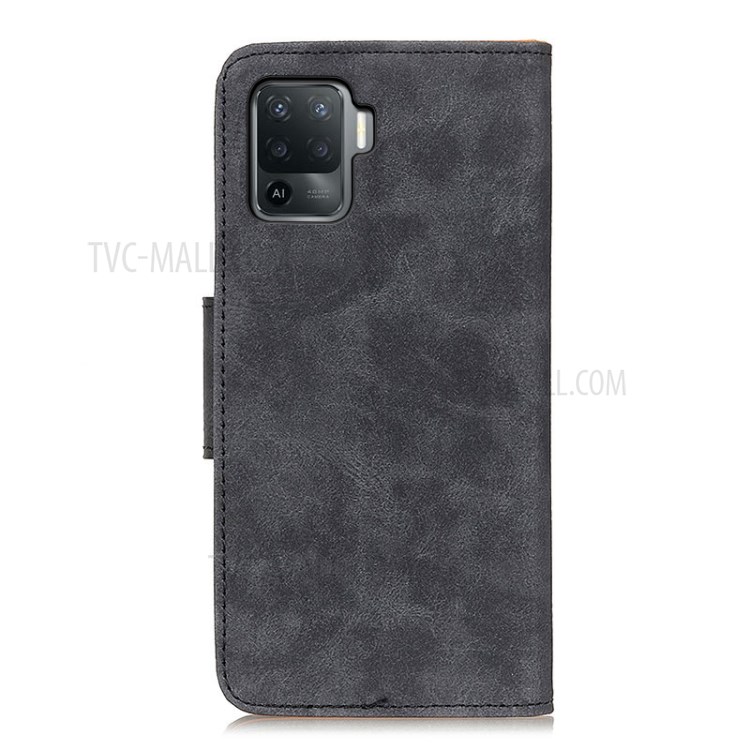 Vintage Style Wallet Leather Stand Case for OPPO A94/F19 Pro - Grey-3
