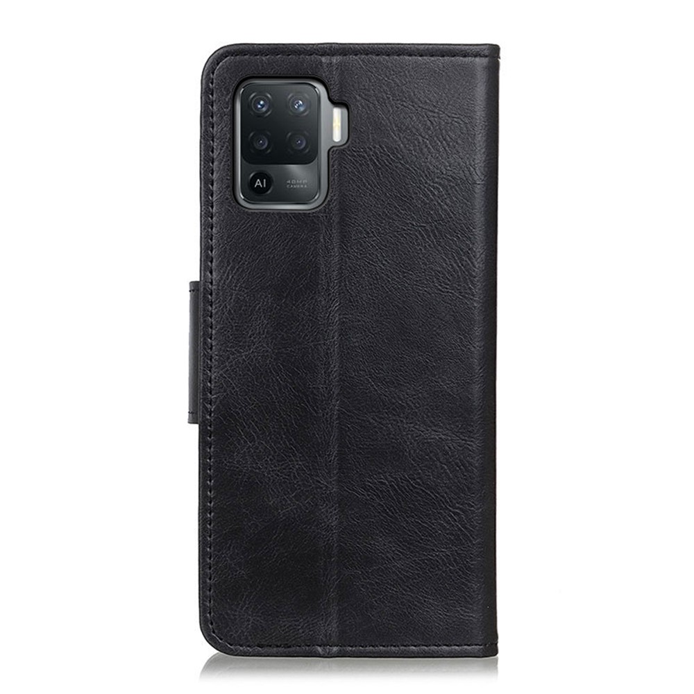 Crazy Horse Leather Wallet Stand Shell Phone Case for Oppo A94 / Oppo F19 Pro - Black-3