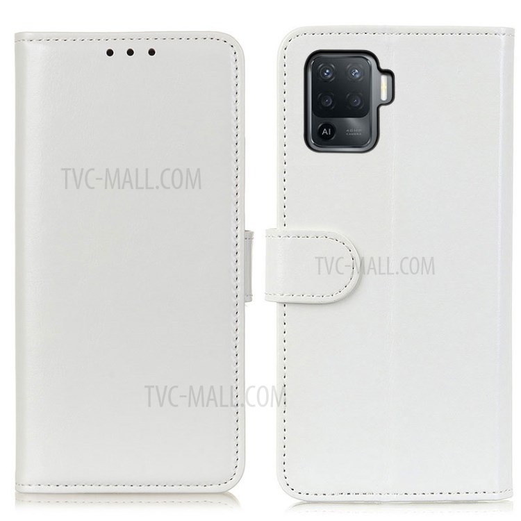 Crazy Horse Wallet Leather Phone Case for OPPO A94/F19 Pro - White-1