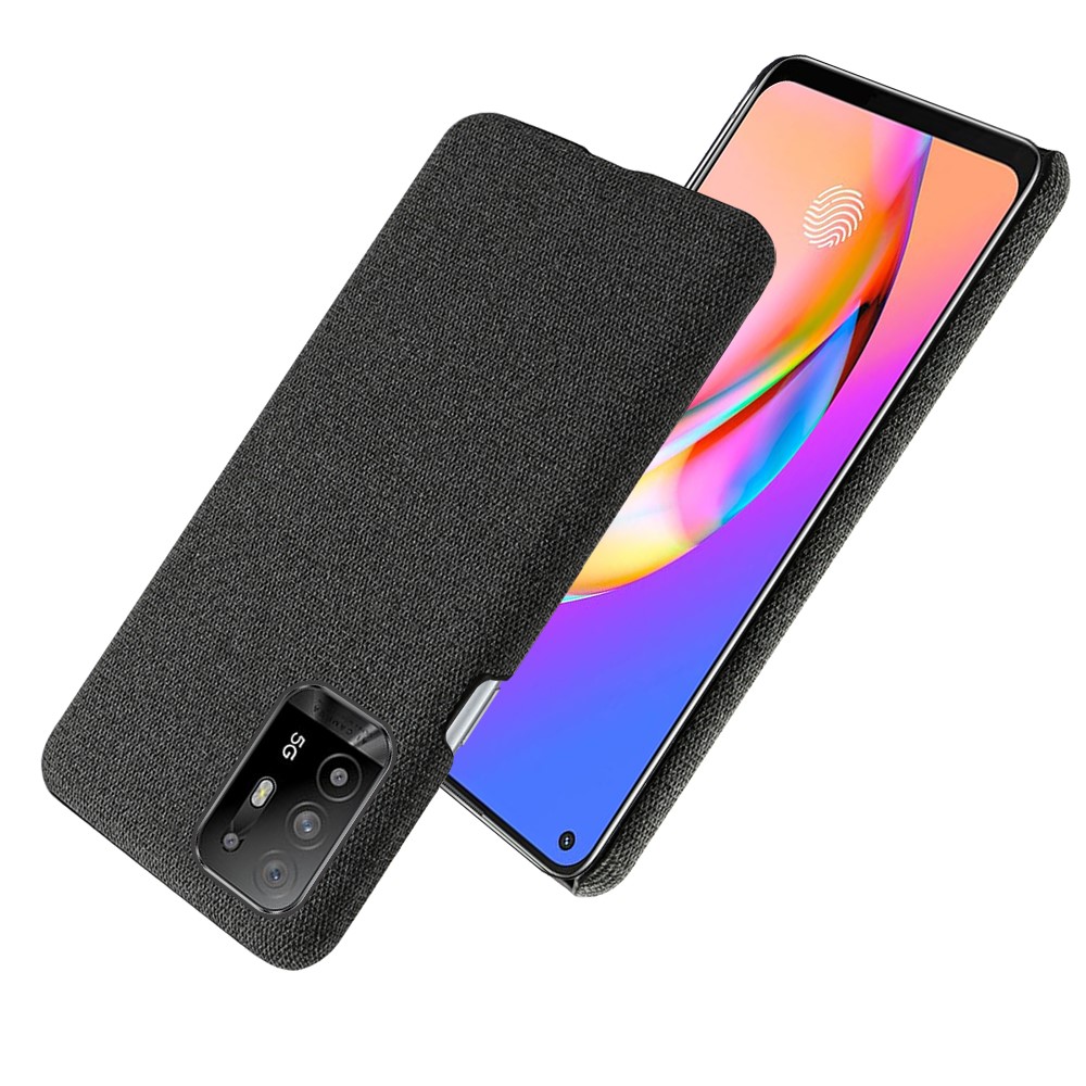 KSQ Well-Protected Plain Cloth Texture Plastic Hard Cover Case for Oppo F19 Pro+ 5G/Reno5 Z/A94 5G - Black-4