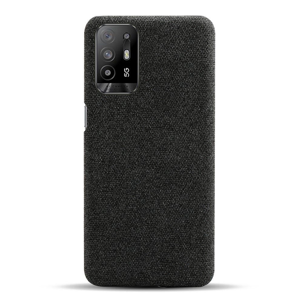 KSQ Well-Protected Plain Cloth Texture Plastic Hard Cover Case for Oppo F19 Pro+ 5G/Reno5 Z/A94 5G - Black-5