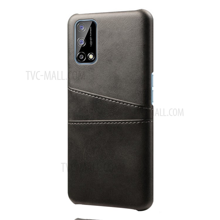 KSQ Double Card Slots PU Leather Coated PC Case for Realme Narzo 30 Pro - Black-3