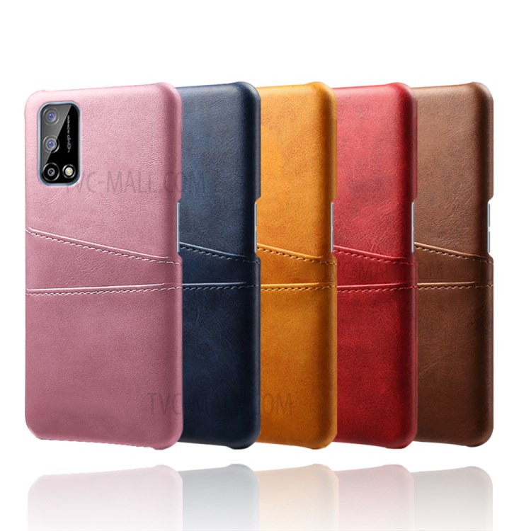 KSQ Double Card Slots PU Leather Coated PC Case for Realme Narzo 30 Pro - Black-6
