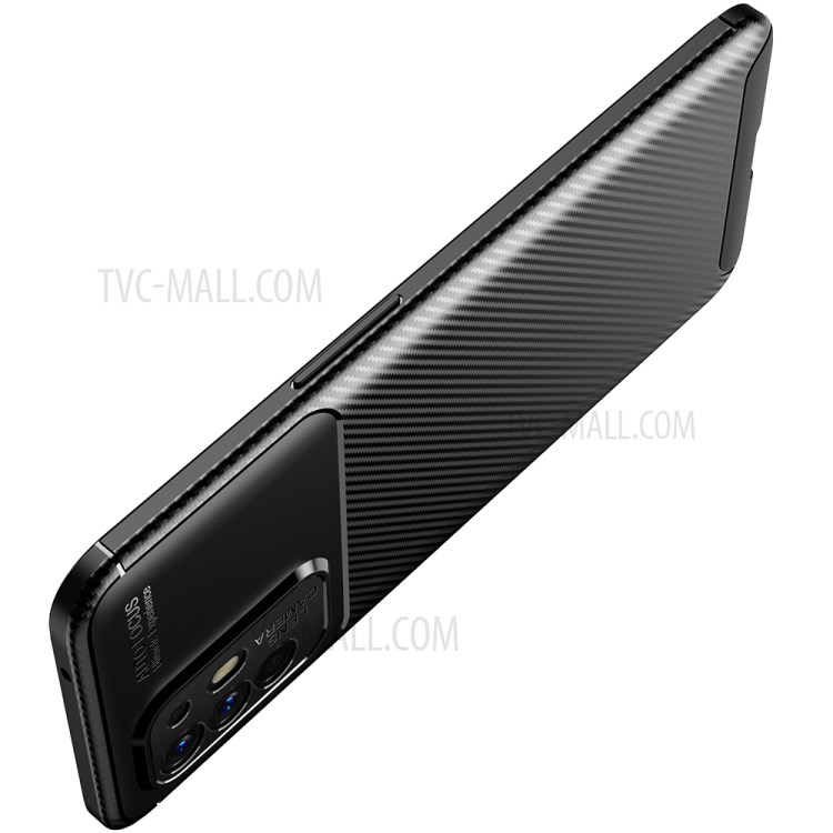 Carbon Fiber Texture Precise Cut-Out TPU Phone Protector Cover for Oppo F19 Pro+ 5G - Black-4