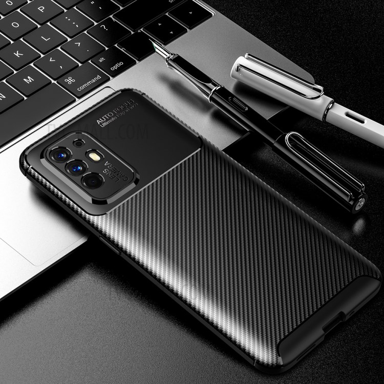 Carbon Fiber Texture Precise Cut-Out TPU Phone Protector Cover for Oppo F19 Pro+ 5G - Black-9