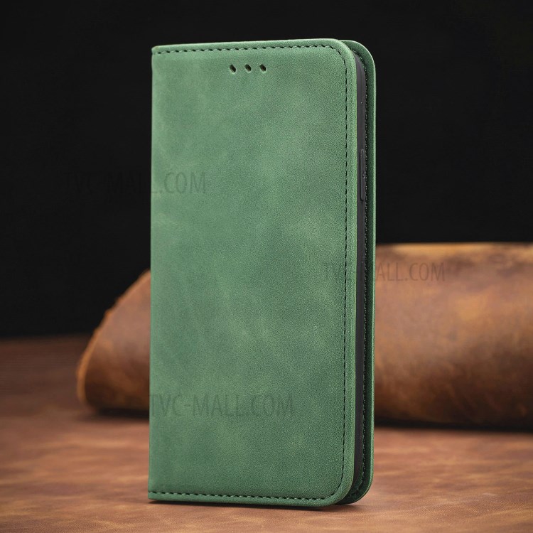 Auto-absorbed Vintage PU Leather Phone Casing for Oppo Reno5 Pro 5G - Green-2