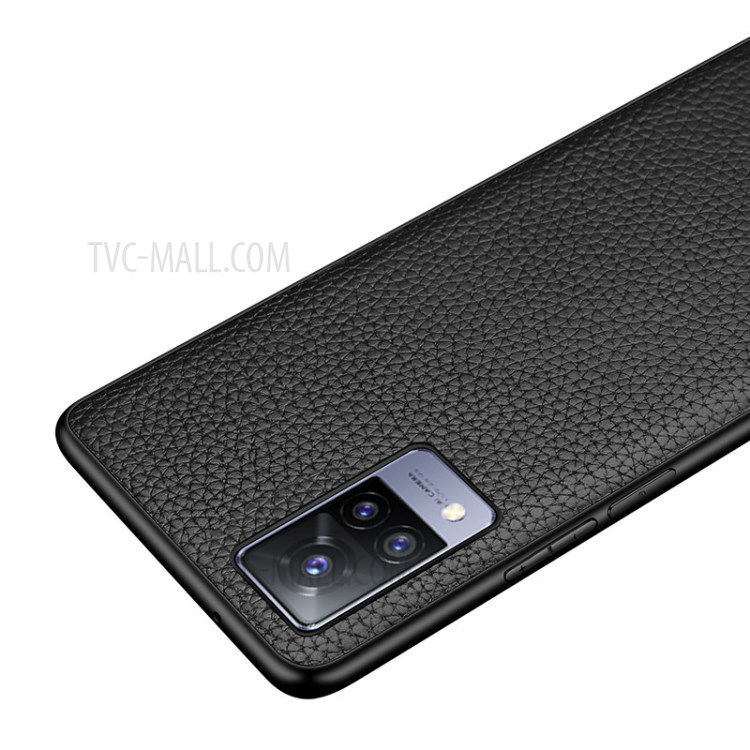 Genuine Leather Anti-dropping Litchi Texture Coated TPU Phone Case for vivo S9 - Green-5