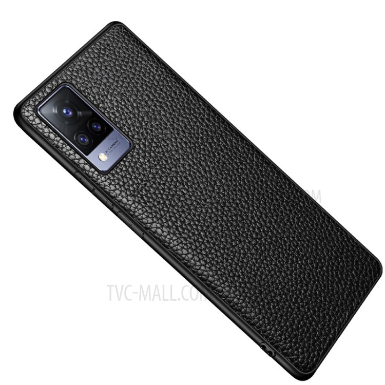 Genuine Leather Anti-dropping Litchi Texture Coated TPU Phone Case for vivo S9 - Green-6