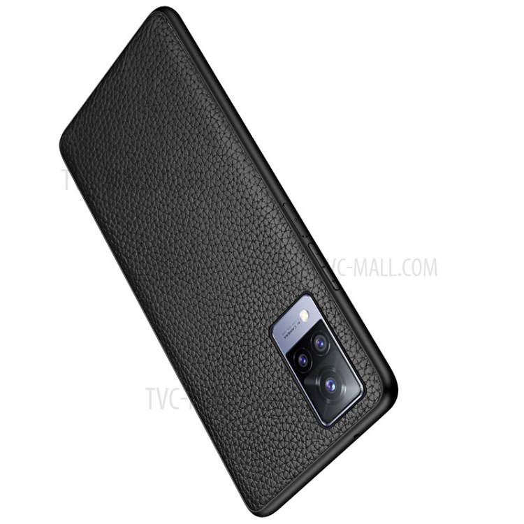 Genuine Leather Anti-dropping Litchi Texture Coated TPU Phone Case for vivo S9 - Green-7