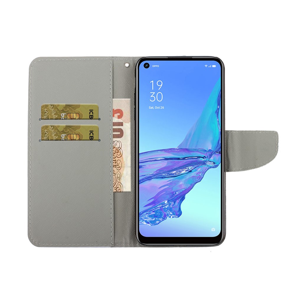 Pattern Printing PU Leather Full Protection Phone Cover Case with Stand for Oppo A53(2020) - Ocean-4