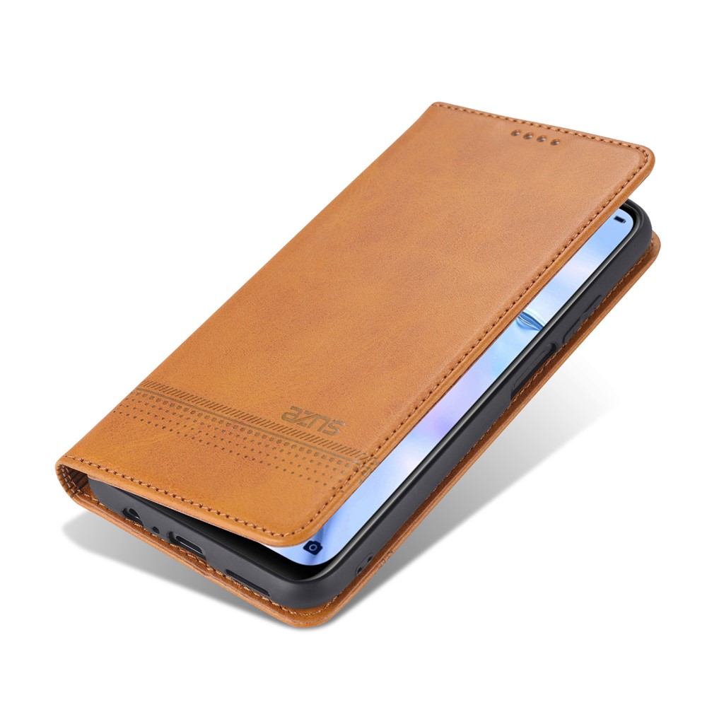 AZNS Stand Wallet Auto-absorbed Magnetic Leather Case for vivo Y72 5G / iQOO Z3 - Brown-10