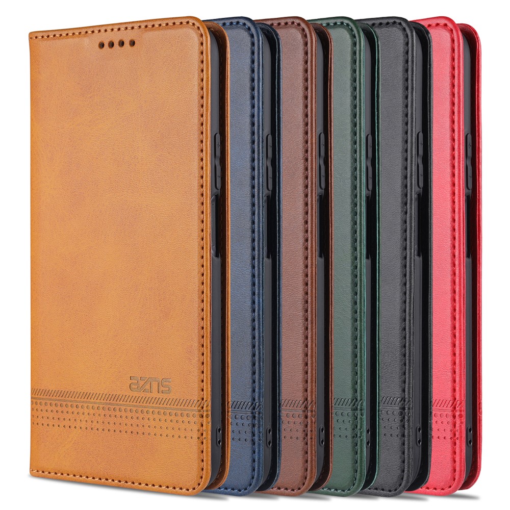 AZNS Stand Wallet Auto-absorbed Magnetic Leather Case for vivo Y72 5G / iQOO Z3 - Brown-12