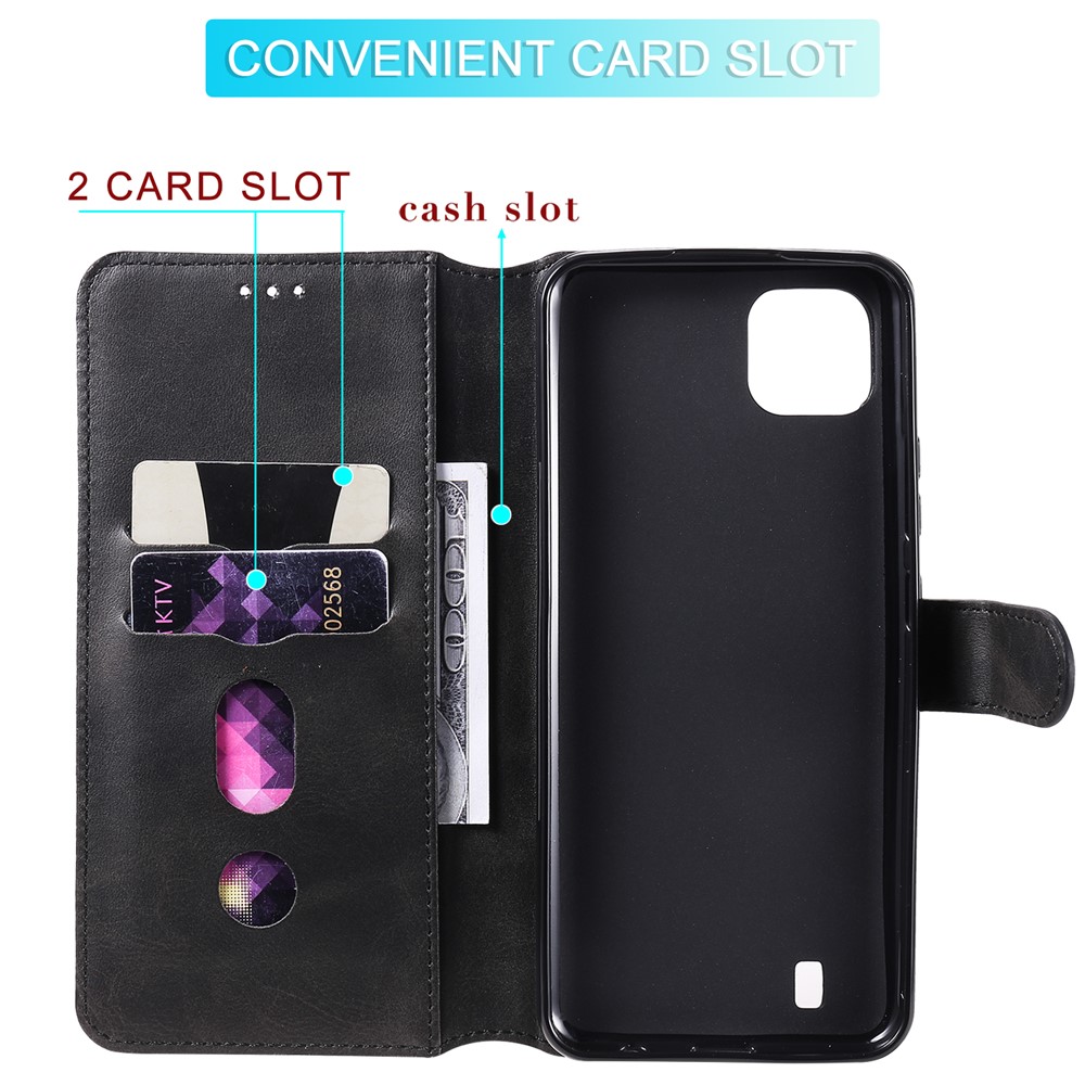 Wallet Stand Flip Leather Phone Case for Realme C20/C21 - Black-7