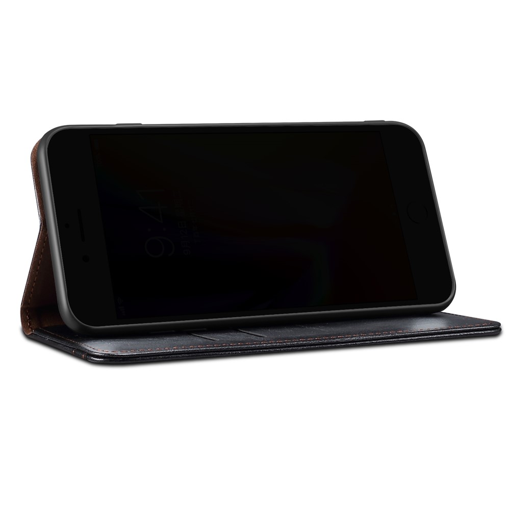 Oil Wax Surface PU Leather+TPU Wallet Stand Phone Cover for Oppo A54 5G - Black-4