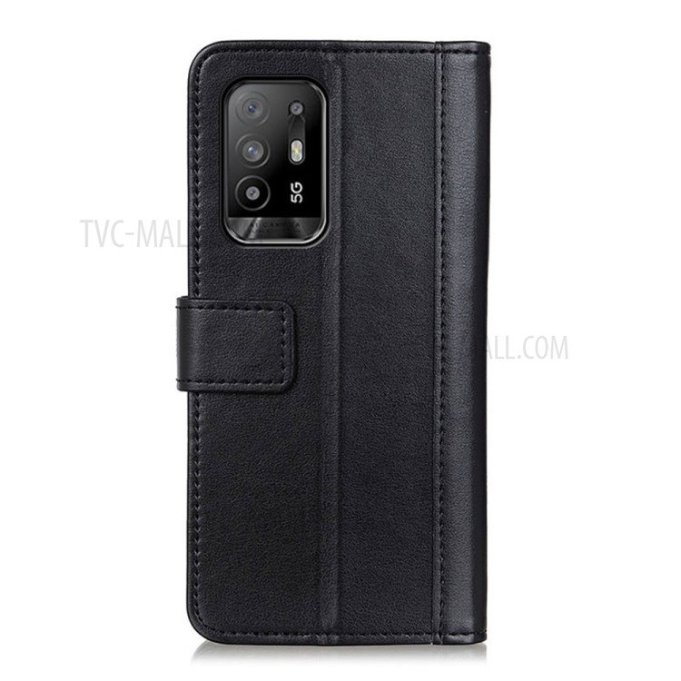 Full Protection Leather Phone Cover Wallet Stand Case for Oppo F19 Pro+ 5G/Reno5 Z - Black-11