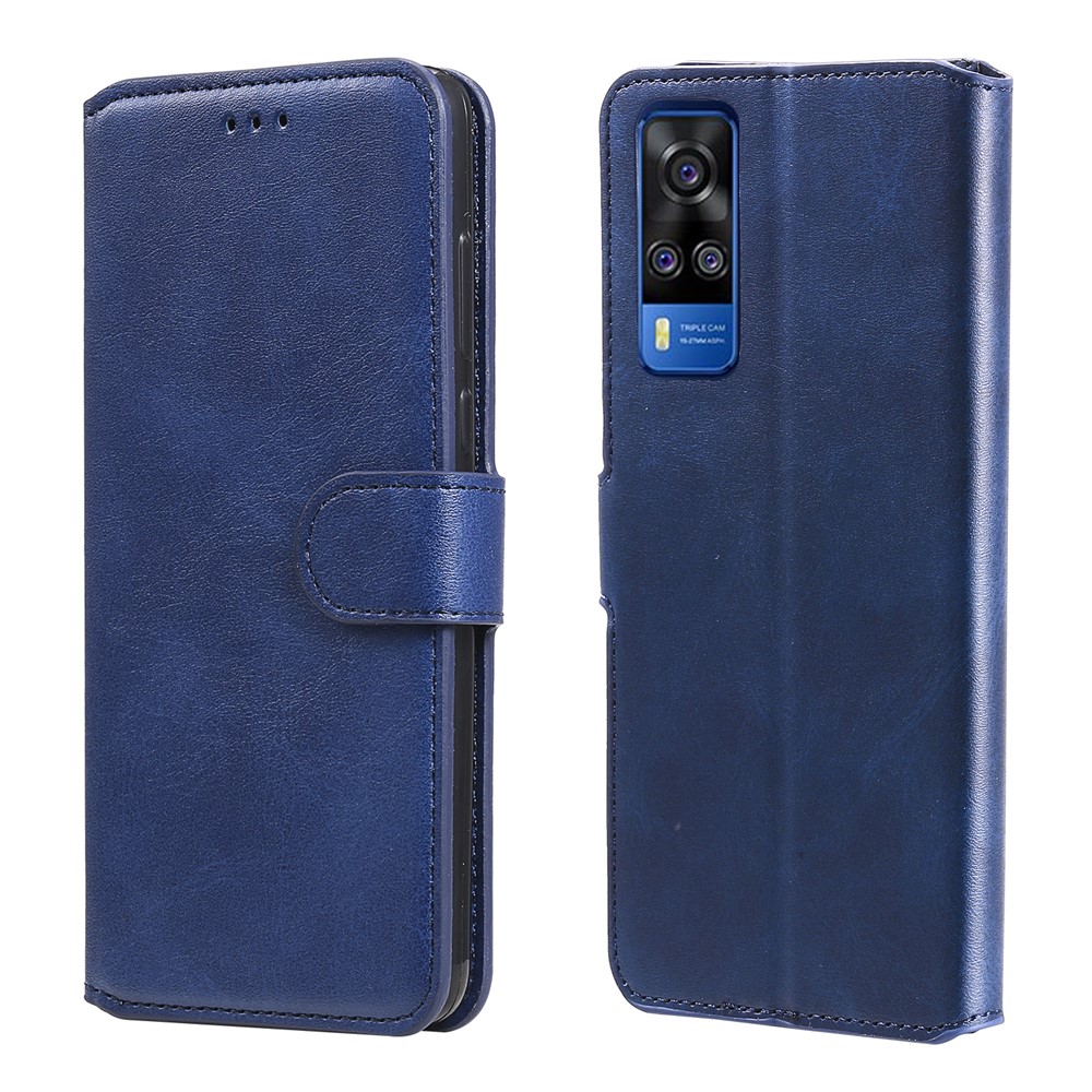 Wallet Stand Full Protection Flip Leather Phone Case for vivo Y51 (2020, September)/Y51 (2020, December)/Y31 (2021) - Blue-1