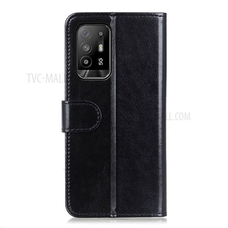 Crazy Horse Skin PU Leather Wallet Stand Shell for Oppo F19 Pro+ 5G/Reno5 Z - Black-7