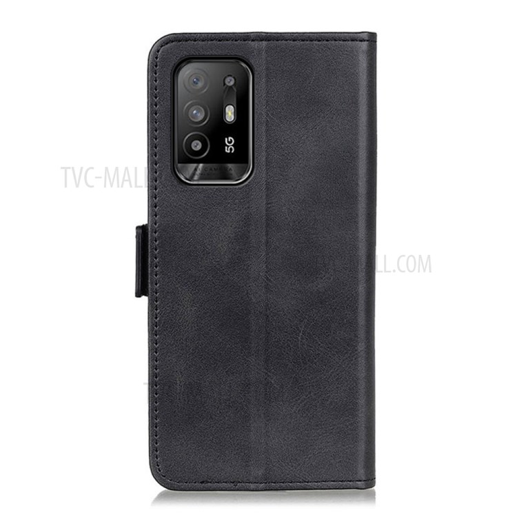 Magnetic Clasp Design Leather Wallet Stand Case Cover for Oppo F19 Pro+ 5G/Reno5 Z - Black-6
