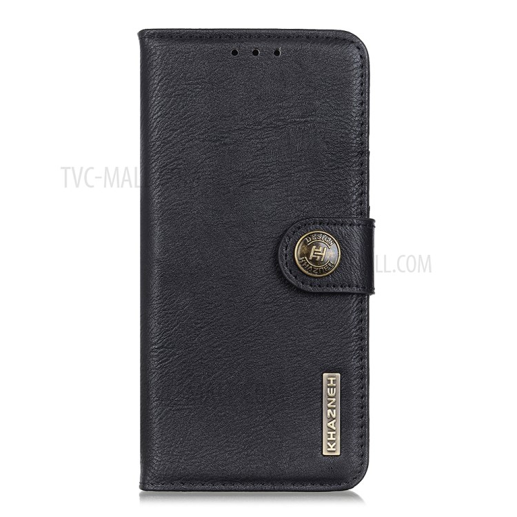 KHAZNEH Magnetic Buckle PU Leather Phone Cover Wallet Case for Realme C21 - Black-2